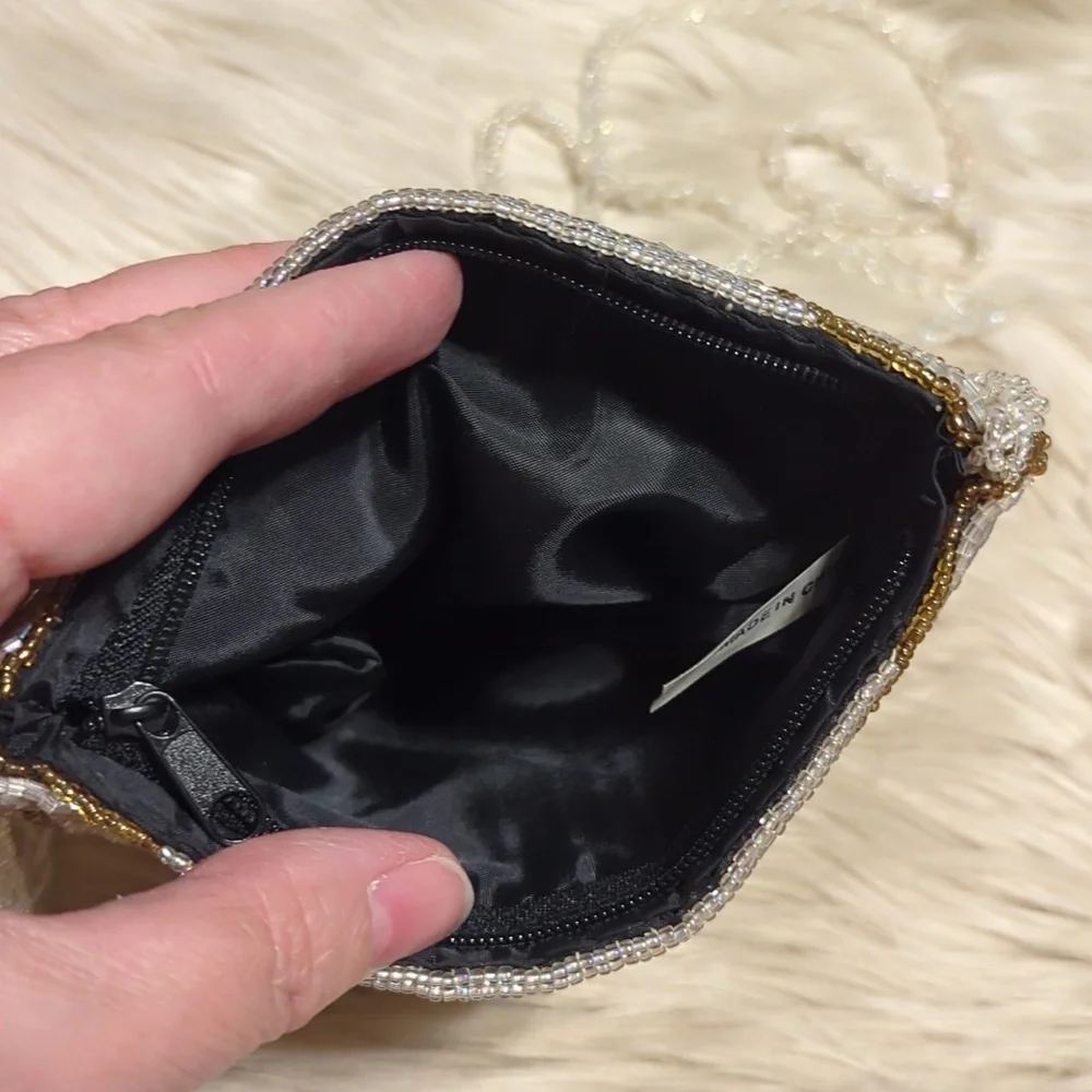 Beaded cat face small crossbody purse bag - Picture 6 of 7